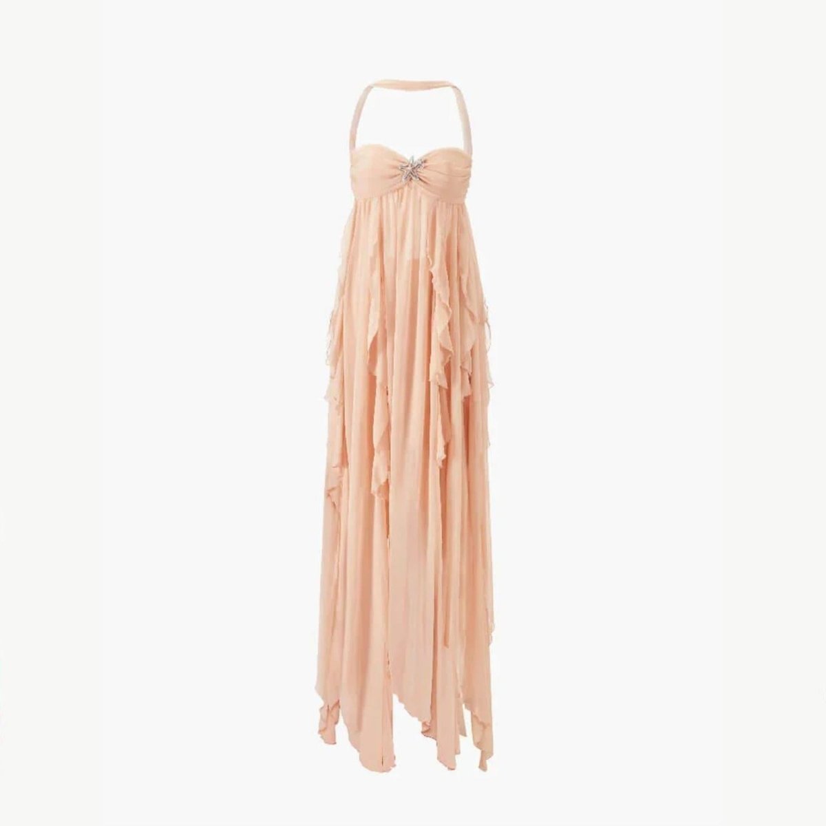 Women's Halterneck Ruffle Maxi Dress