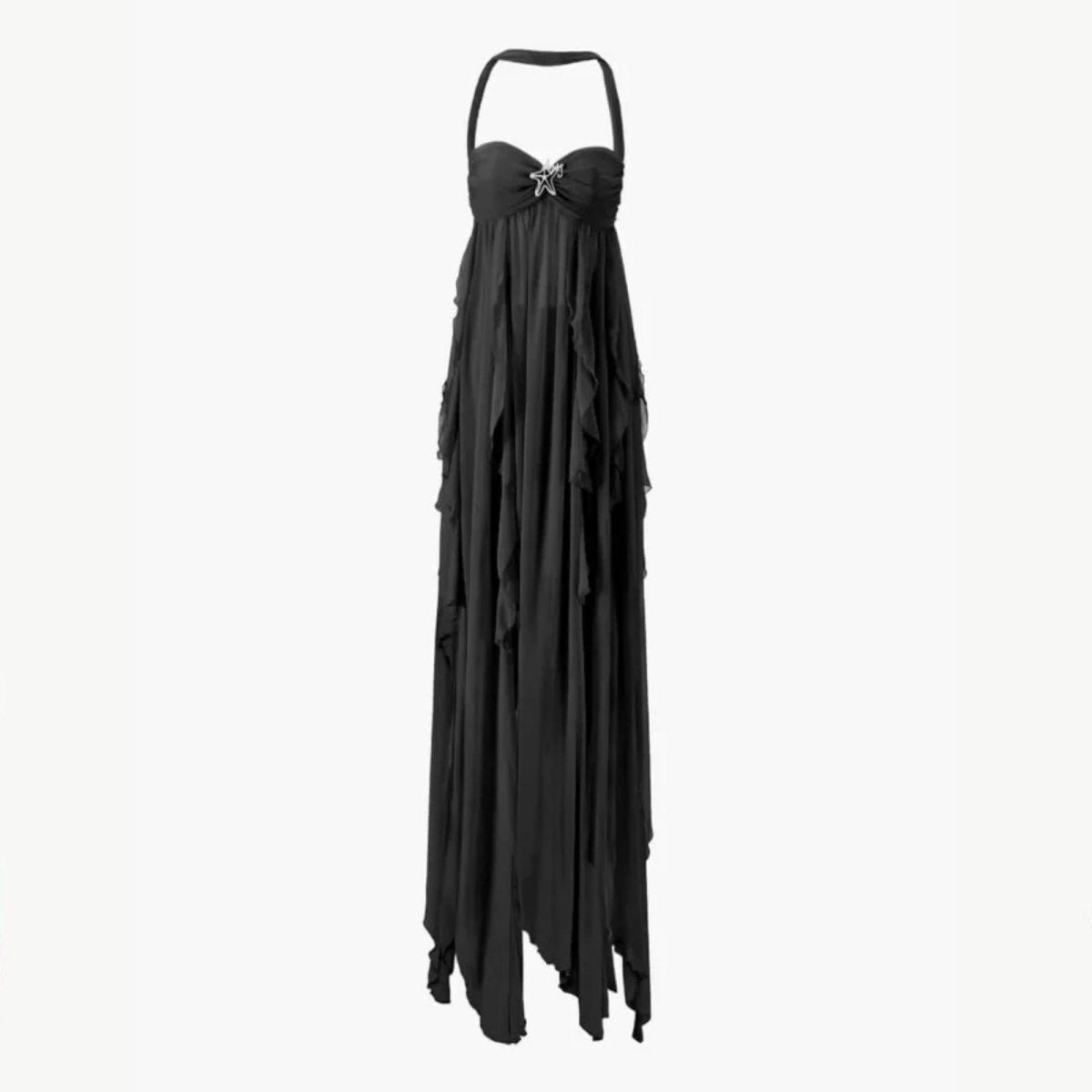 Women's Halterneck Ruffle Maxi Dress
