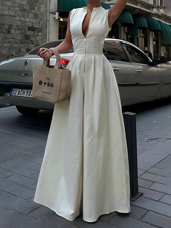 Sleeveless Zip-Front Jumpsuit for Women