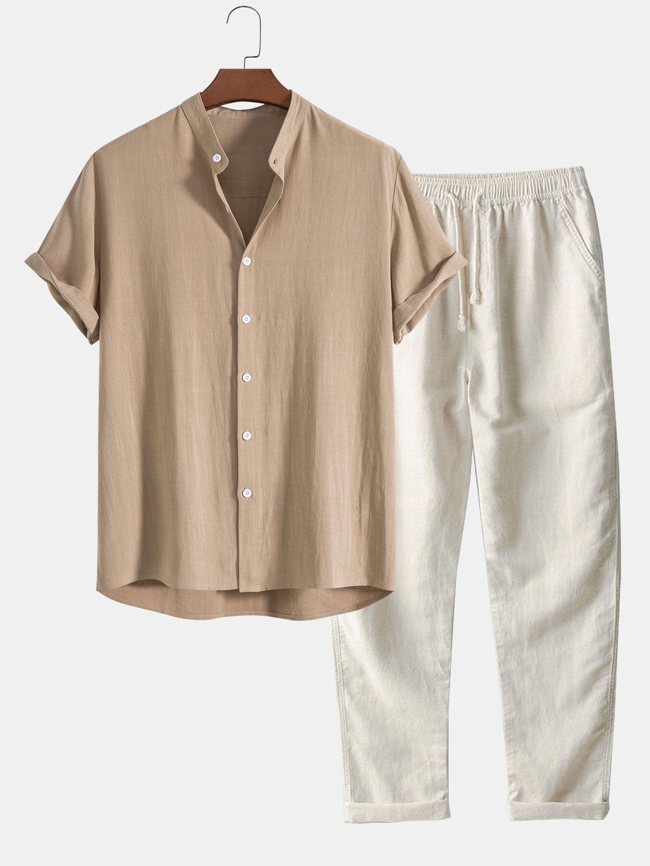 Men’s Linen Band Collar & Trousers Co-Ord