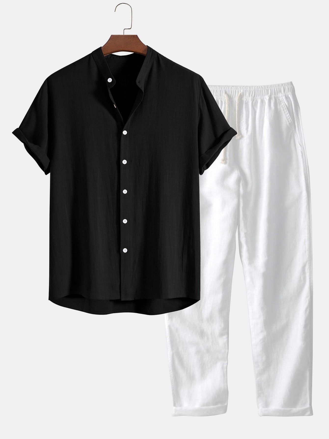 Men’s Linen Band Collar & Trousers Co-Ord