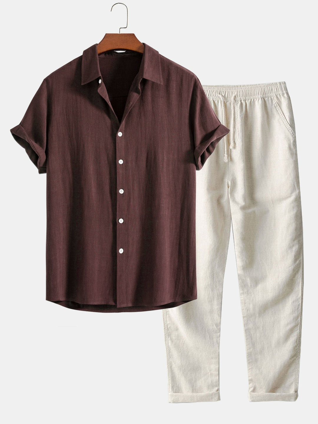 Men’s Linen Band Collar & Trousers Co-Ord
