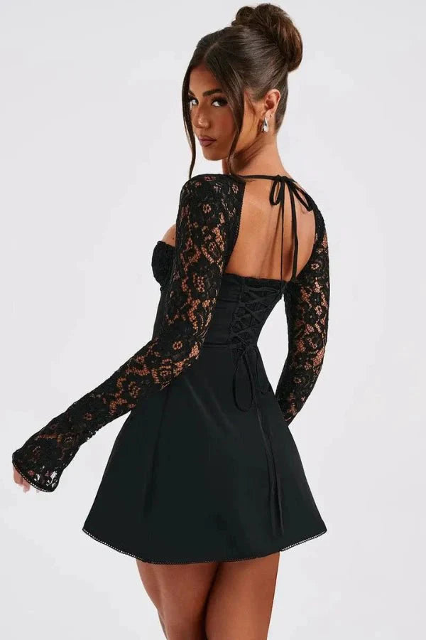 Women's Lace Long Sleeve Mini Dress