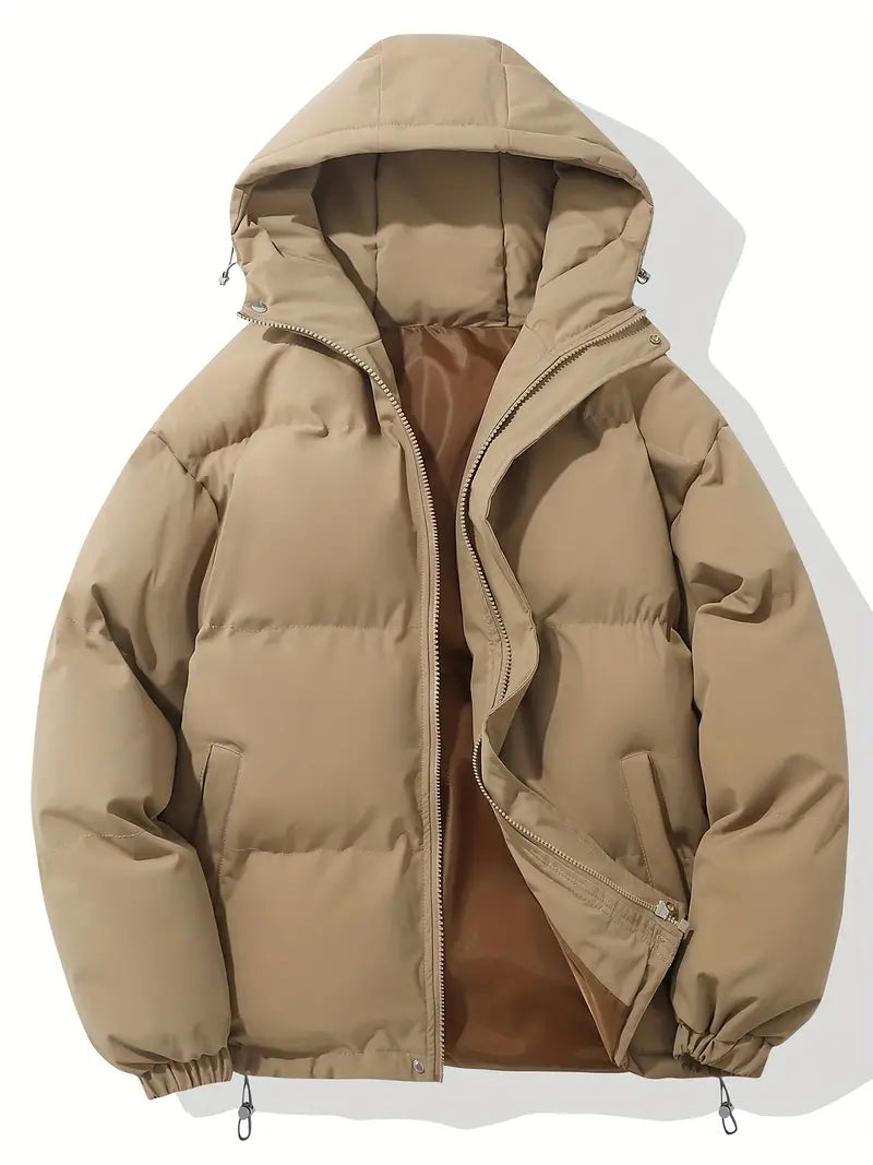 Padded Puffer Jacket | Hooded Zip Front for Cold Weather