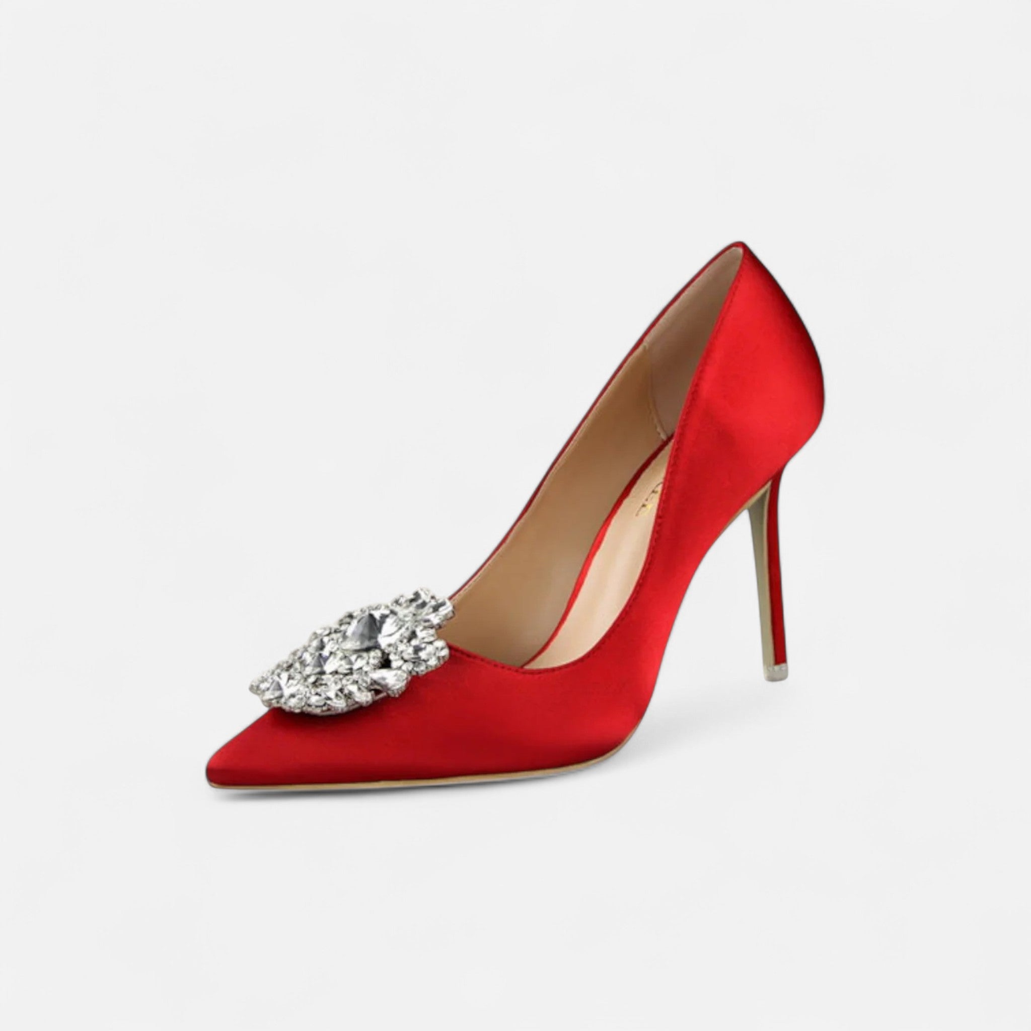 Elegant Stiletto Heels with Crystal Brooch
