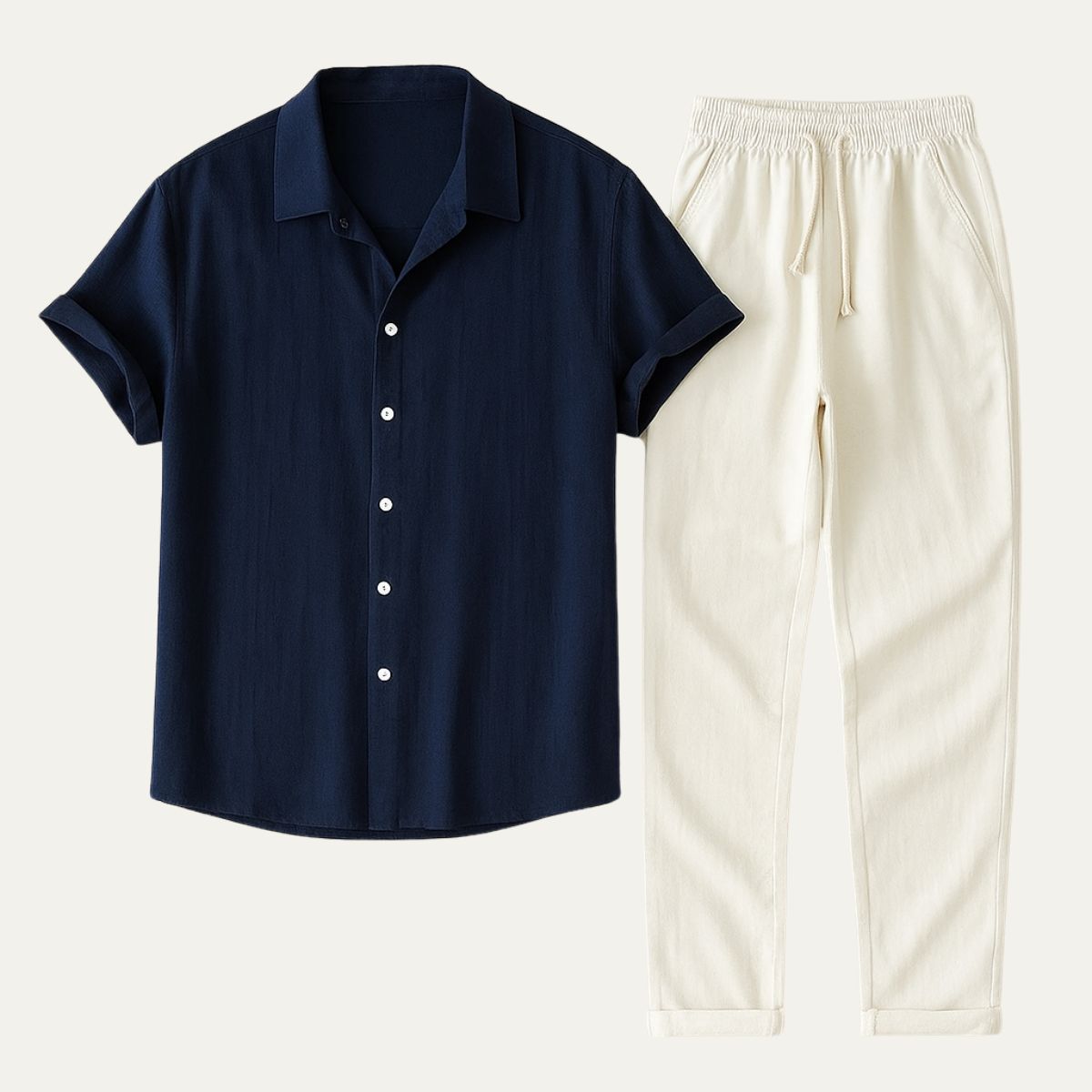 Men’s Two-Piece Linen Shirt & Trousers Set