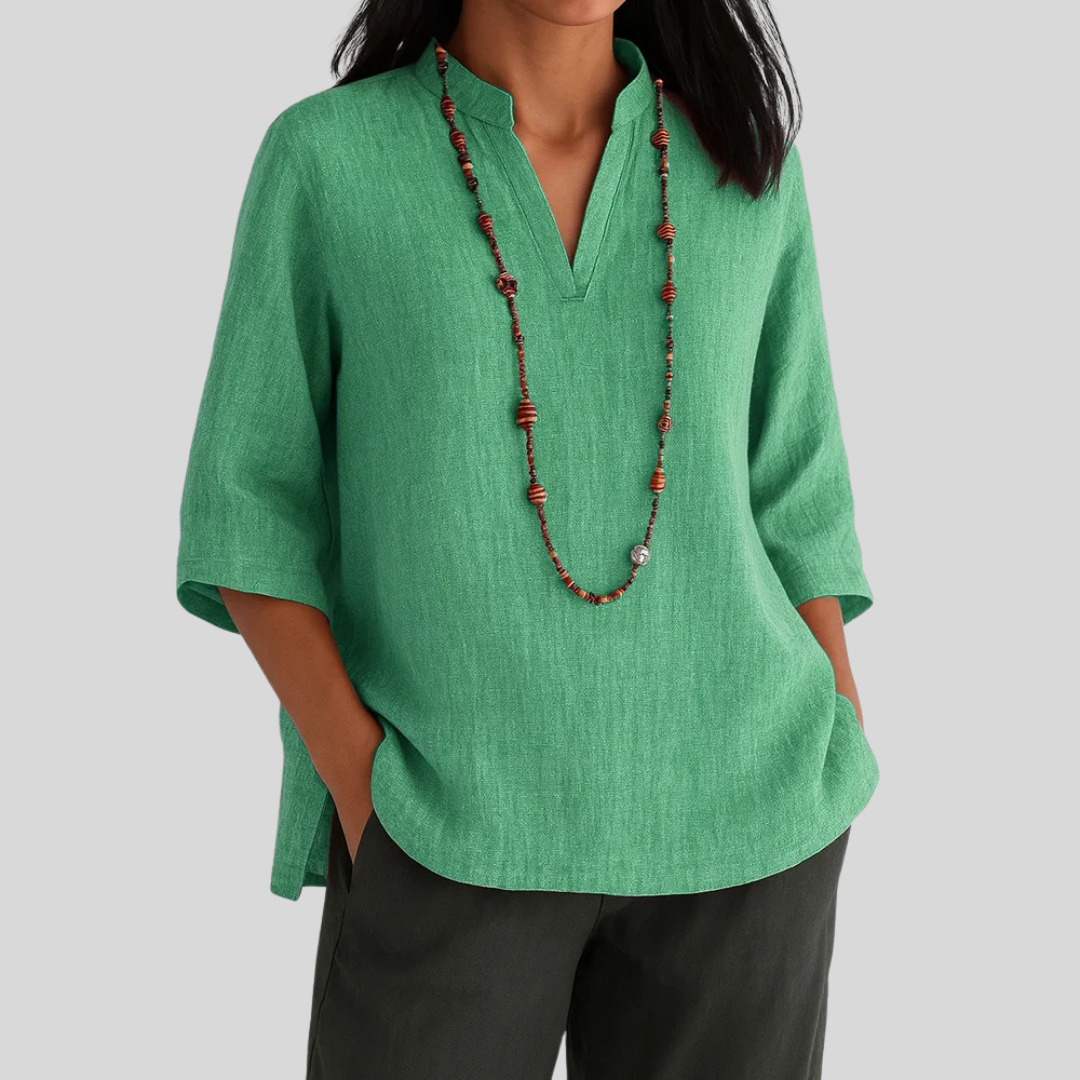 Blouse | Women’s Mandarin Collar 3/4 Sleeve