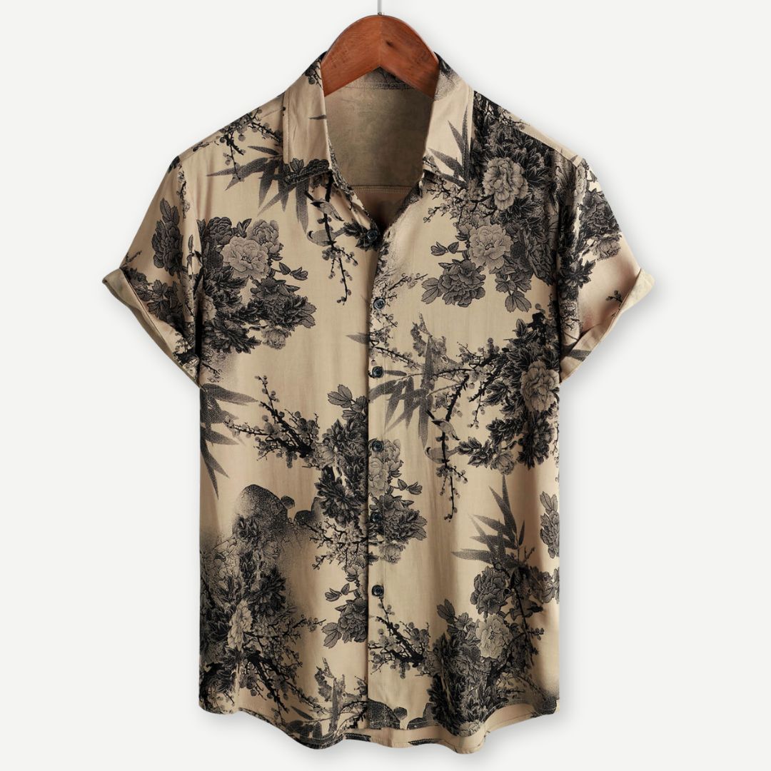 Men’s Stylish Japanese Print Short Sleeve Shirt