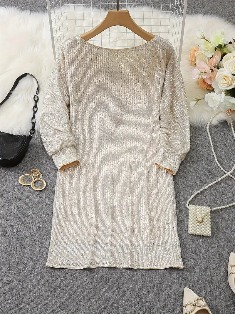 Sequin Mini Dress | Long Sleeve with Relaxed Fit