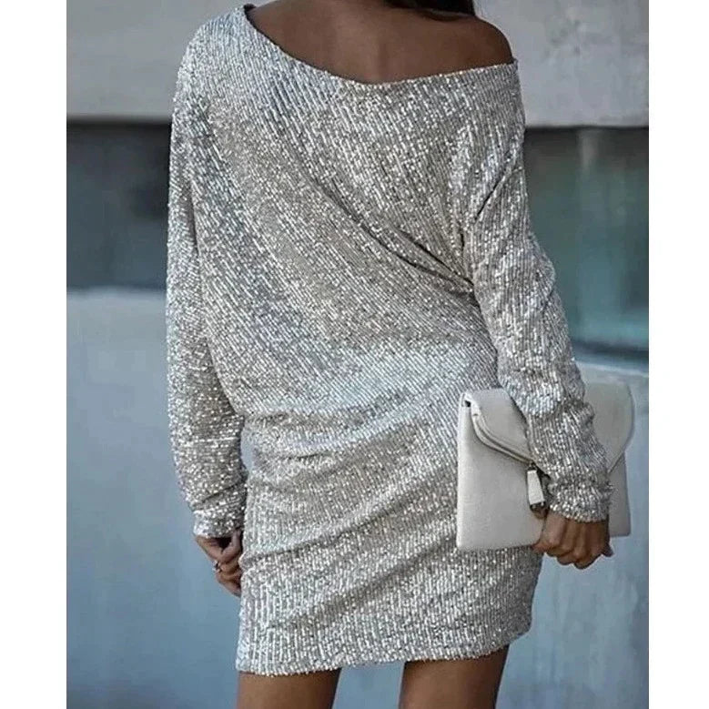 Sequin Mini Dress | Long Sleeve with Relaxed Fit