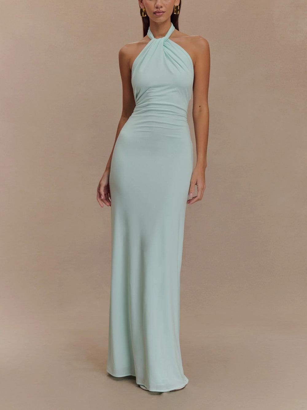 Women’s Flowing Halter Neck Evening Maxi Dress