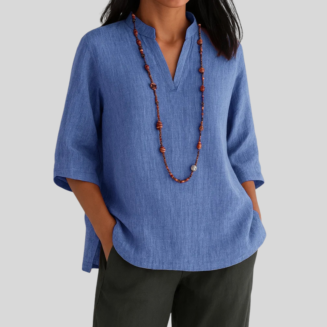 Blouse | Women’s Mandarin Collar 3/4 Sleeve