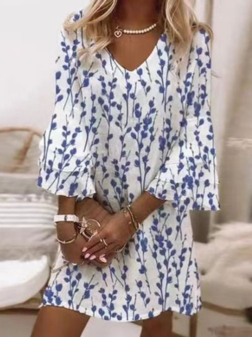 Women's Elegant Flare Sleeve Style Mini Dress