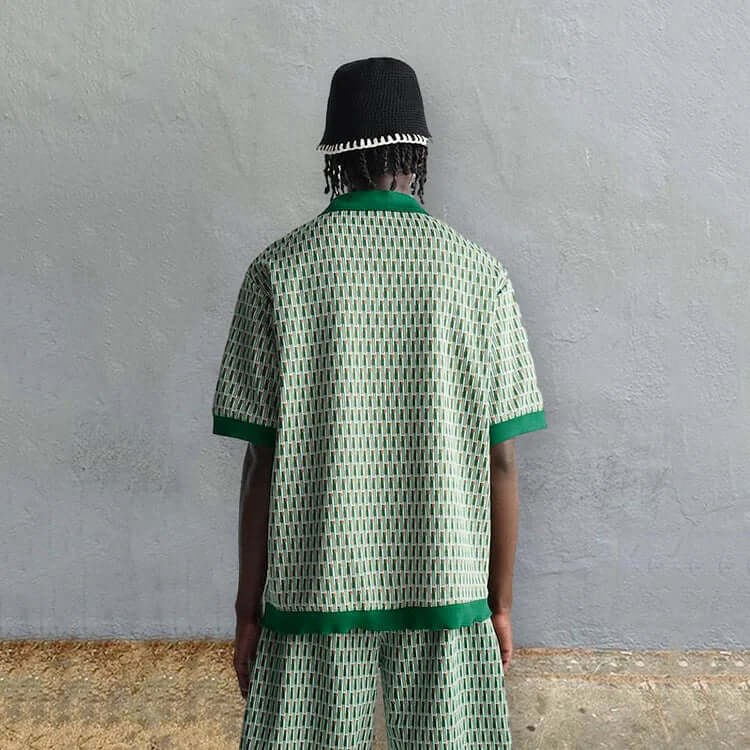 Men's Geometric Print Shirt and Shorts Set