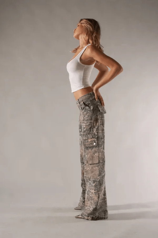 Women's Low Rise Camo Cargo Trousers