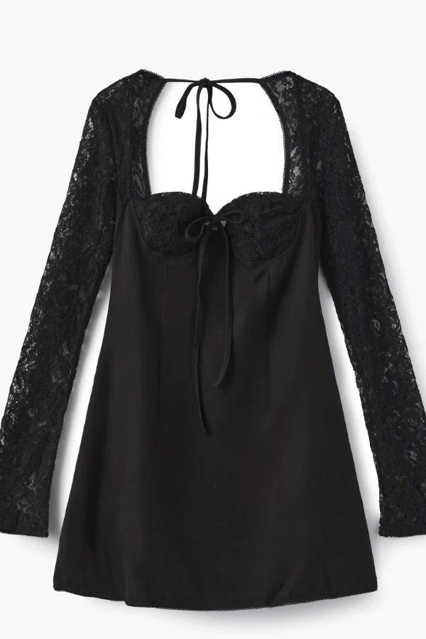 Women's Lace Long Sleeve Mini Dress