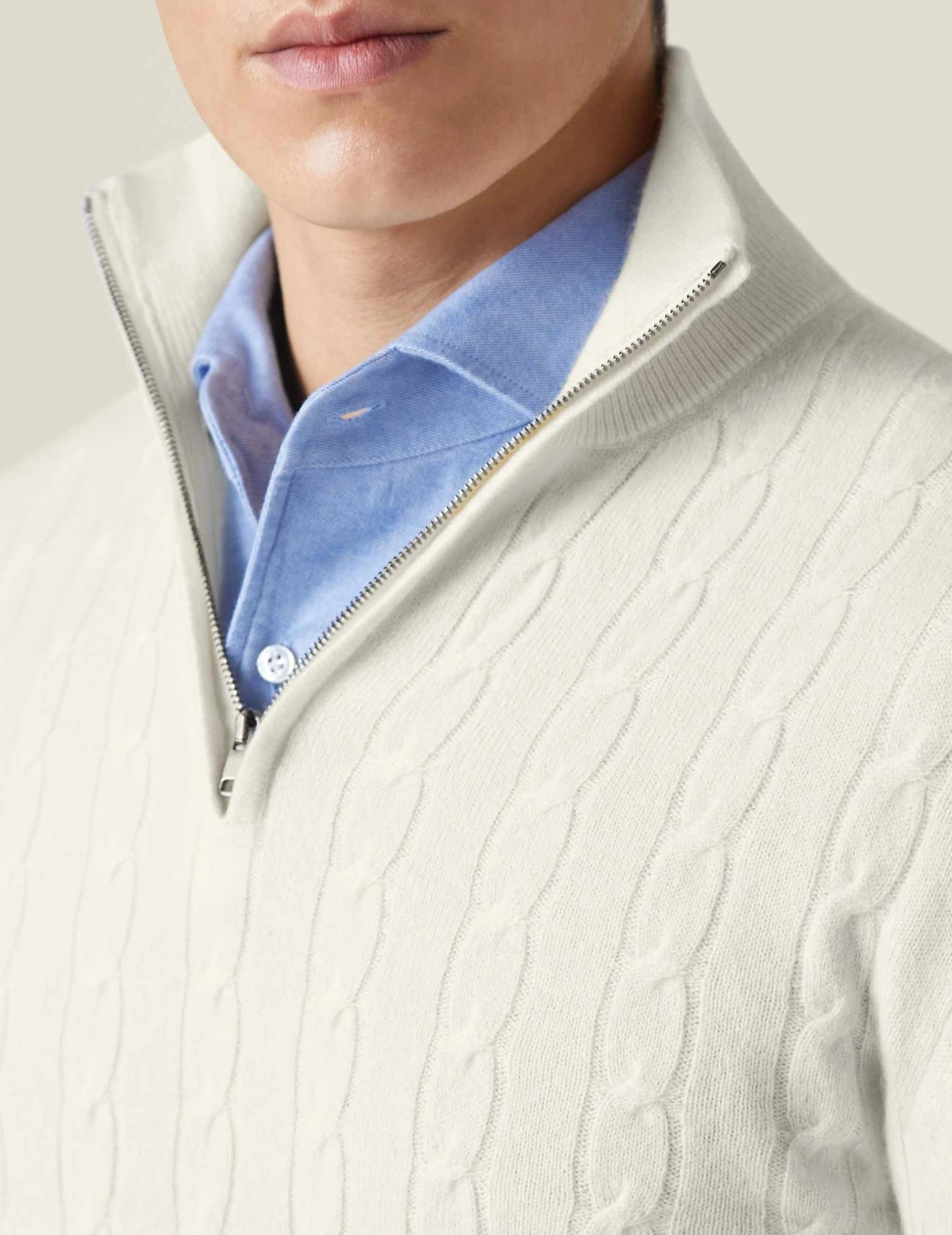 Half Zip Cable Knit Jumper | Classic Fit Pullover