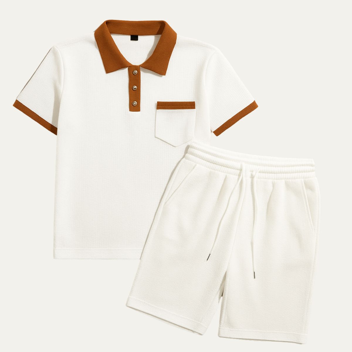 Men’s Waffle Polo Co-Ord Shorts Set