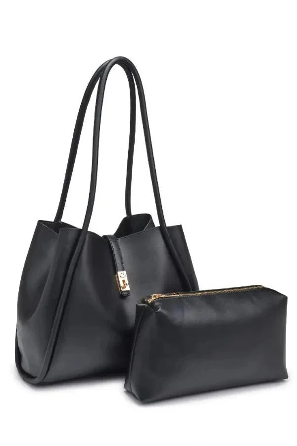 Long Handle Pouch Set Leather Tote Bag