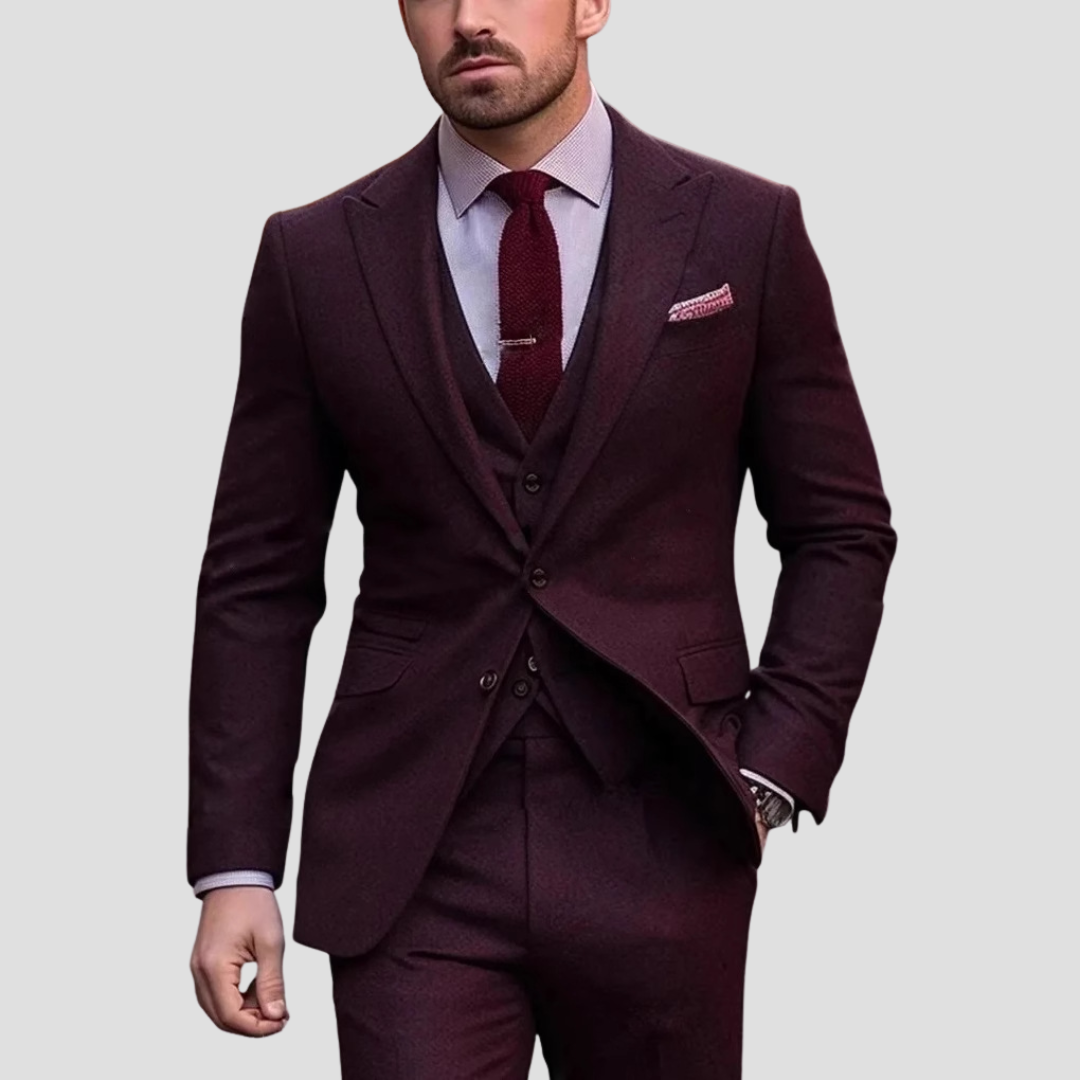 Men’s Suit Waistcoat And Trousers | Three Piece Slim Fit Formal Set With Blazer