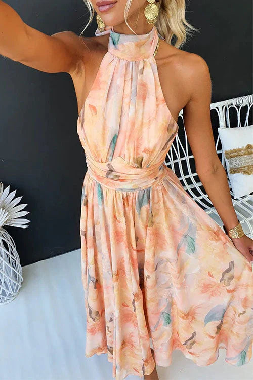 Women's Halter Watercolour Maxi Dress