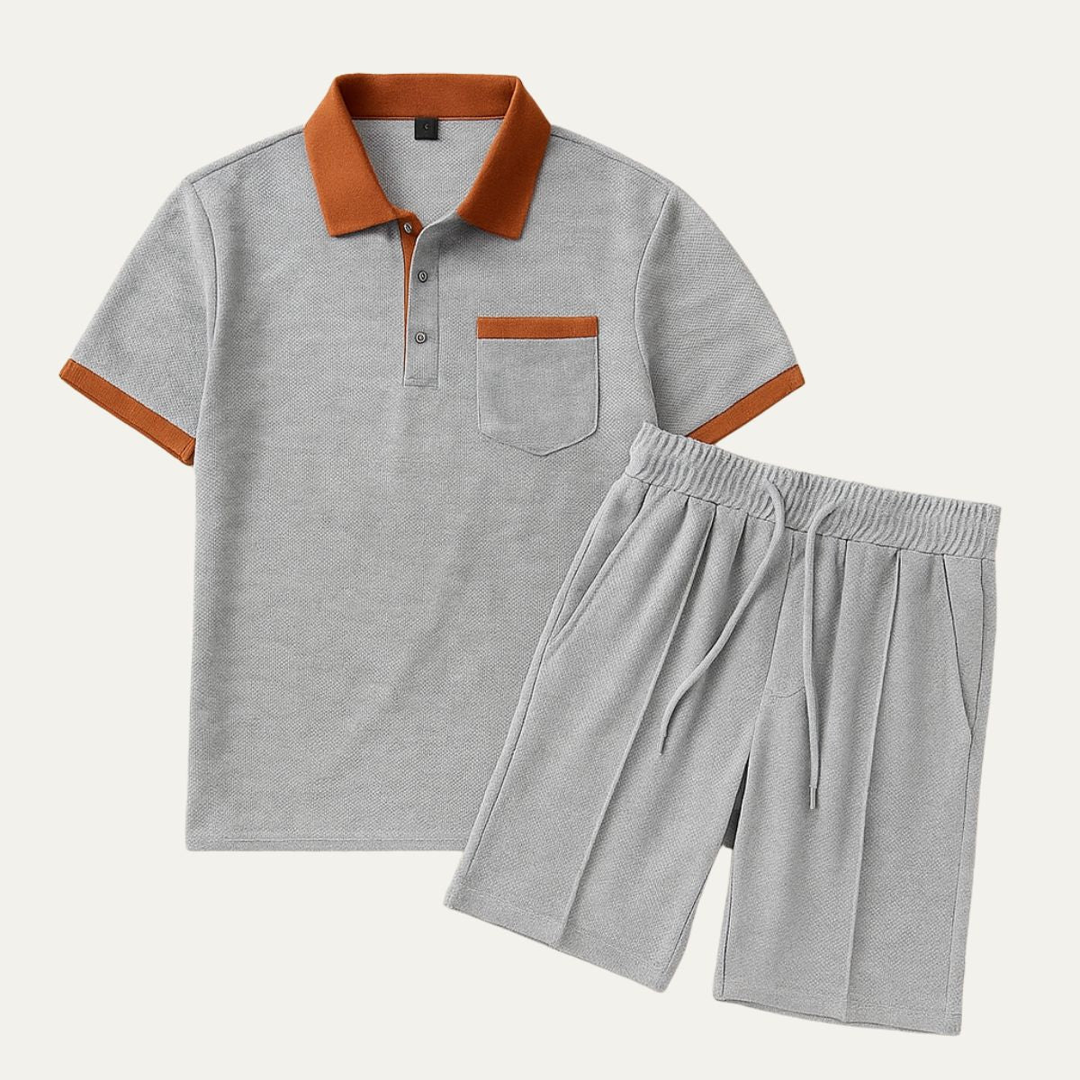 Men’s Waffle Polo Co-Ord Shorts Set