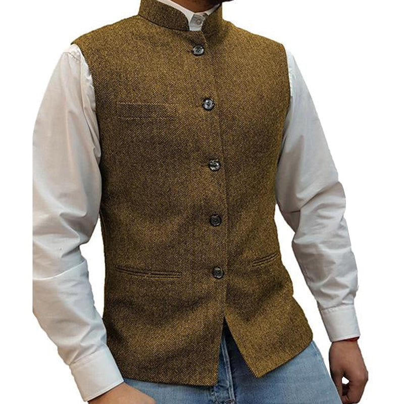 Stand Collar Vest | Button Front Classic Style