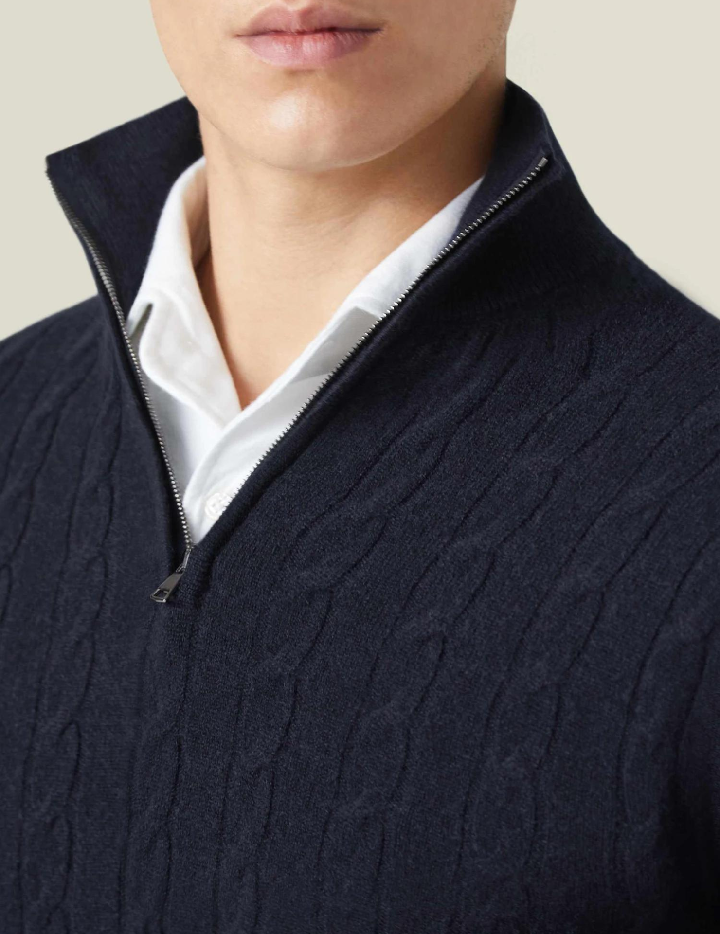 Half Zip Cable Knit Jumper | Classic Fit Pullover