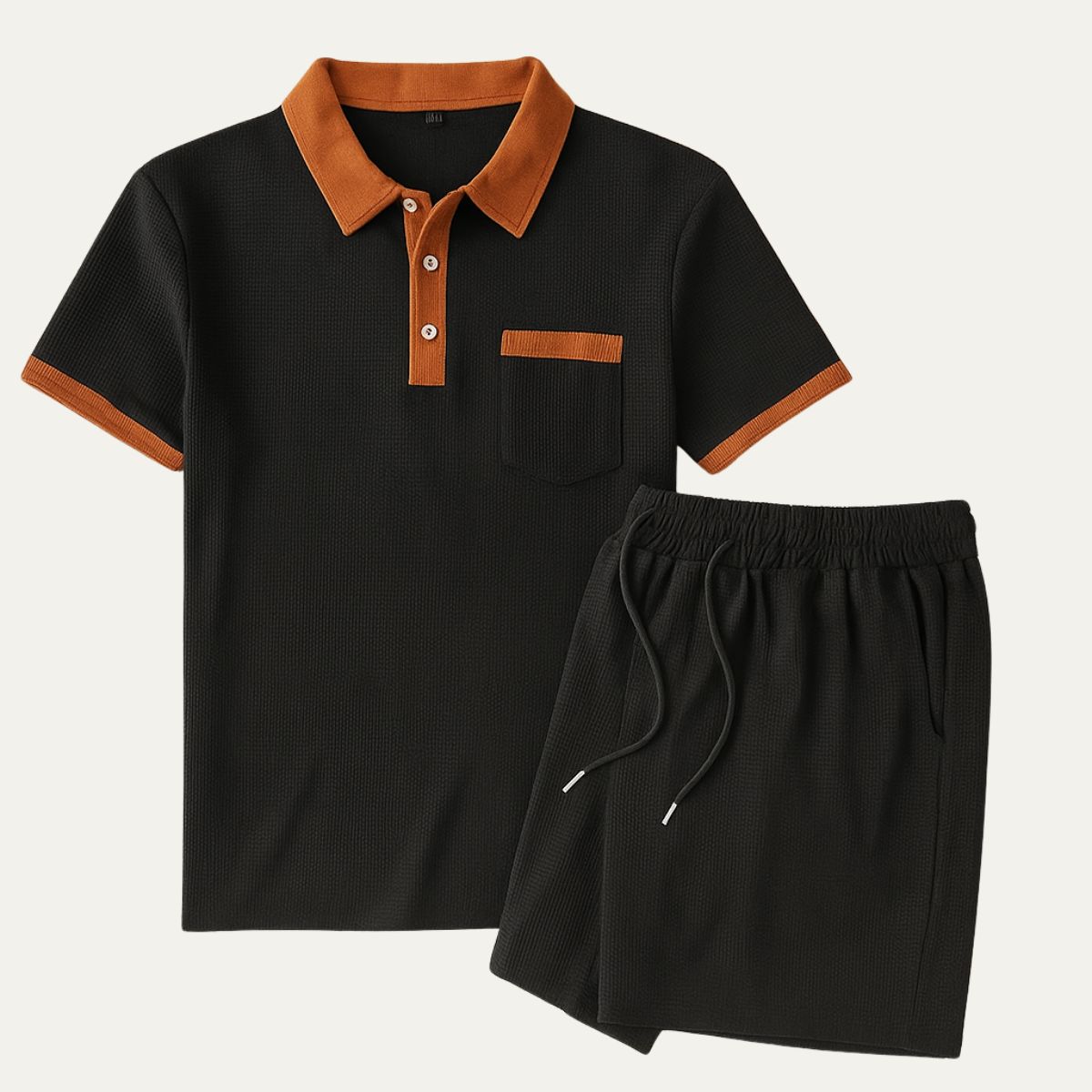 Men’s Waffle Polo Co-Ord Shorts Set