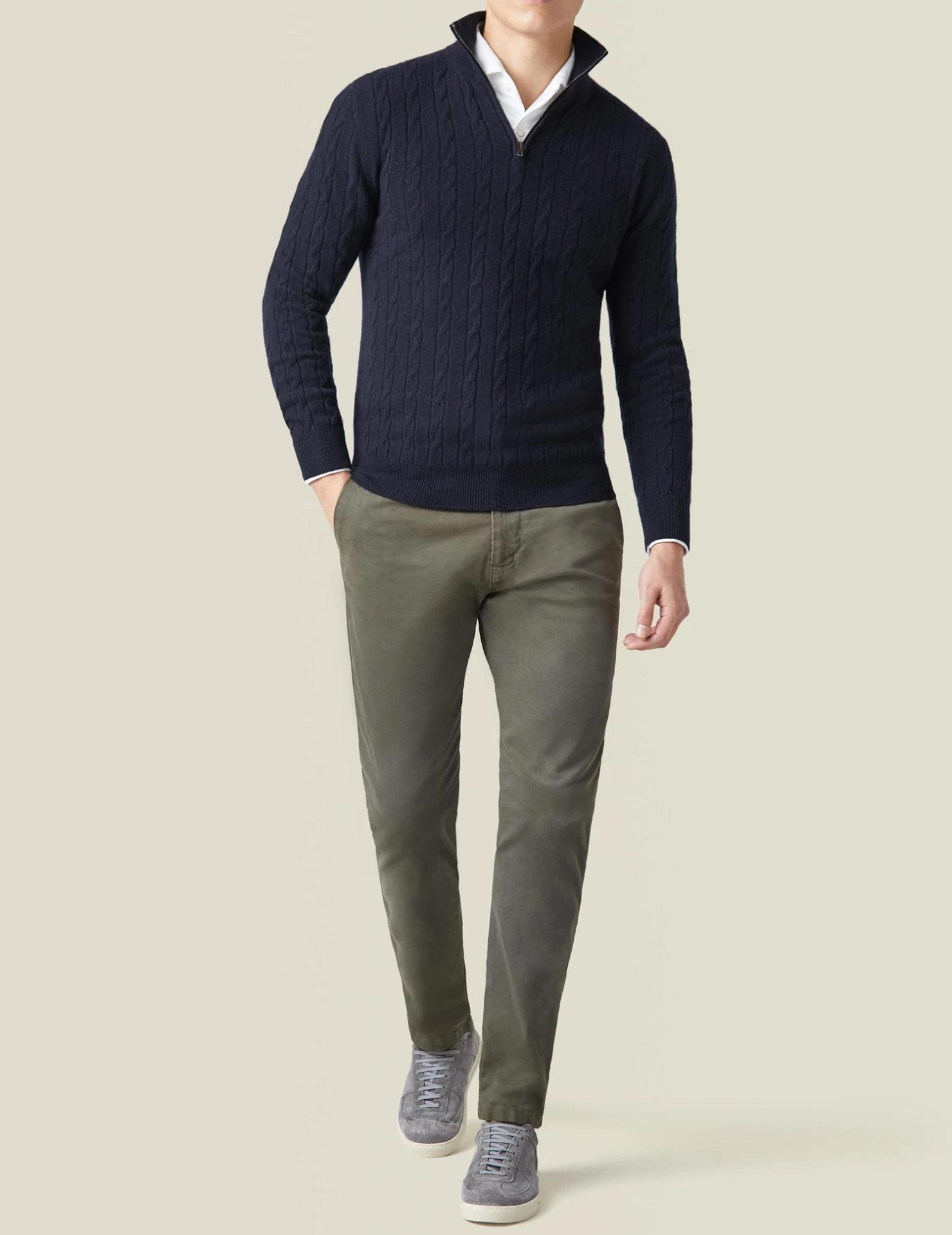 Half Zip Cable Knit Jumper | Classic Fit Pullover
