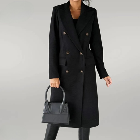 Long Coat | Double Button Fit with Structured Lapels