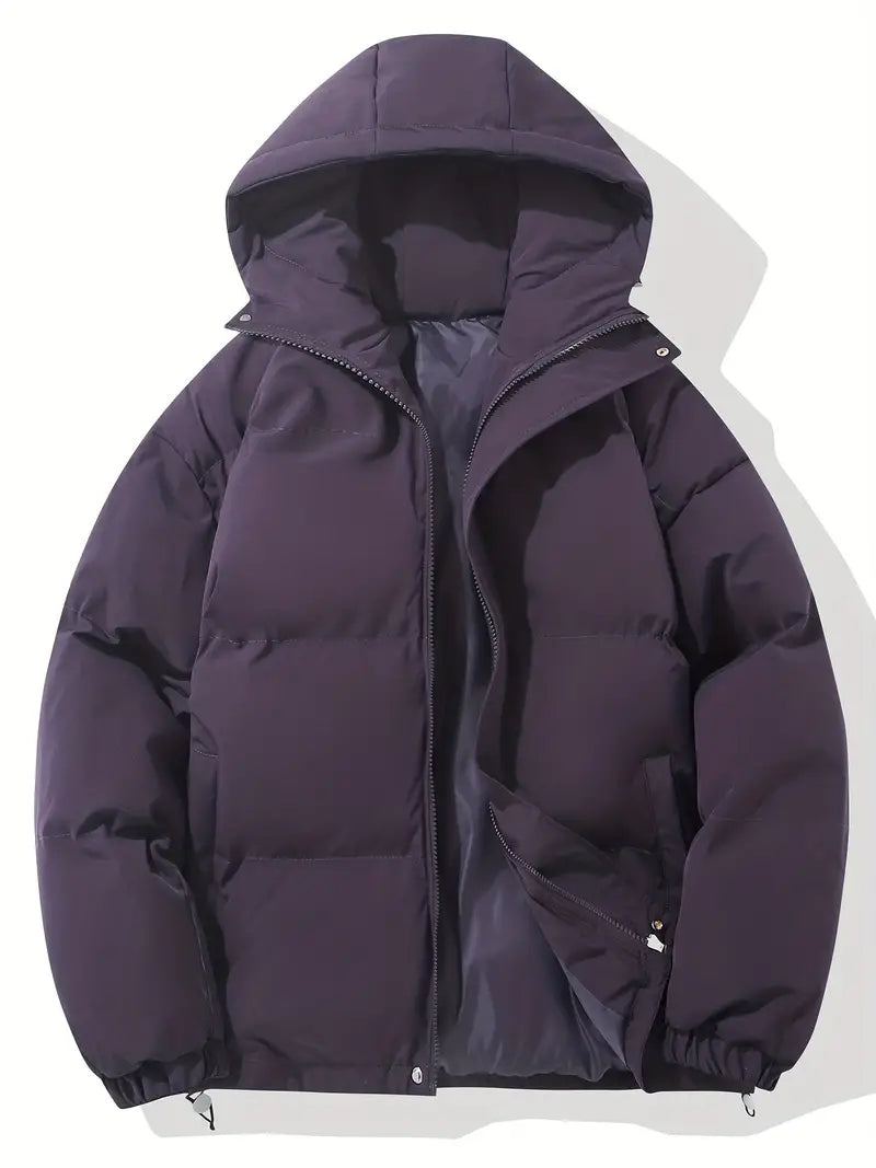 Padded Puffer Jacket | Hooded Zip Front for Cold Weather