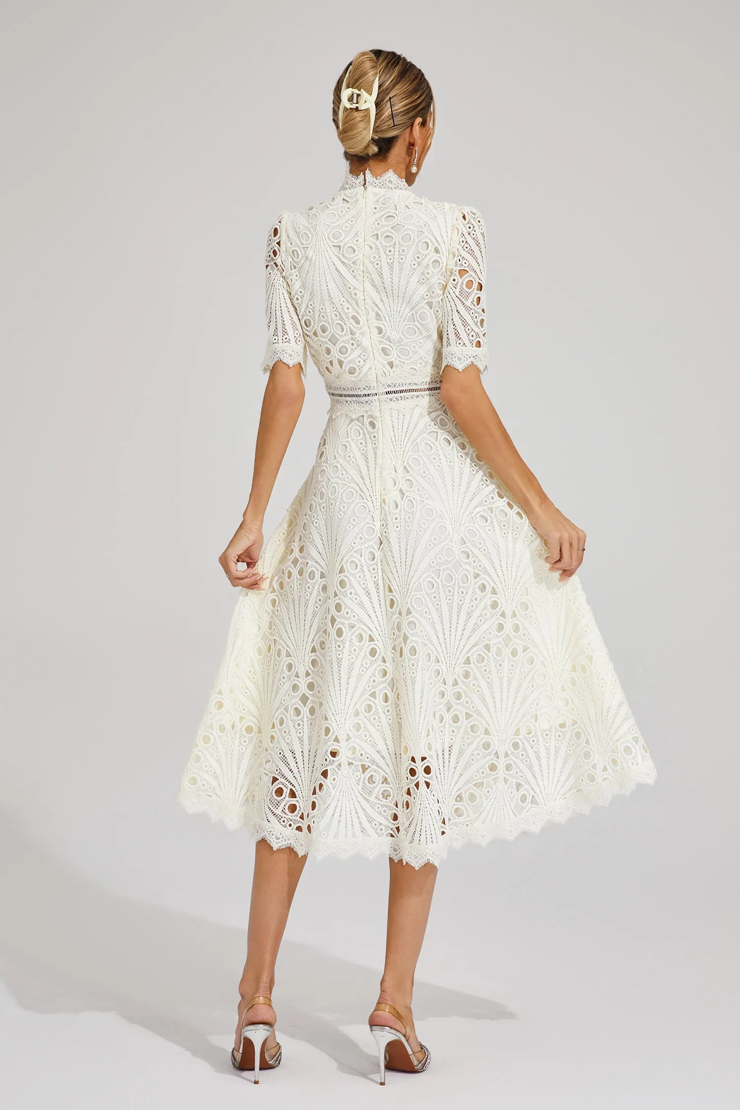 Women's Lace High Neck Midi Dress