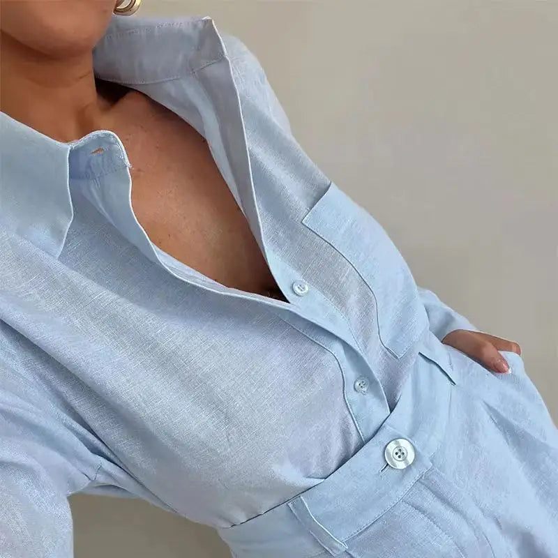 Women’s Matching Linen Shirt & Shorts Set