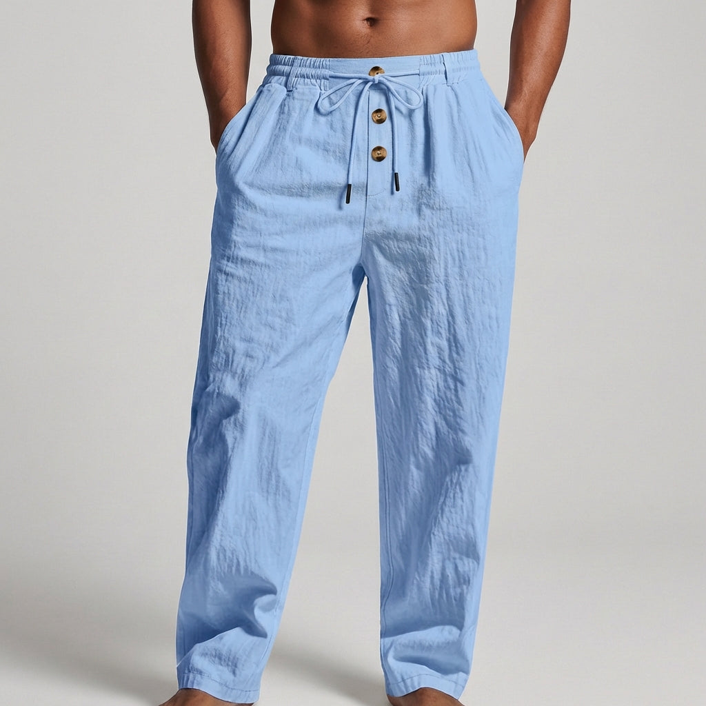 Men’s Linen Wide-Leg Drawstring Pants
