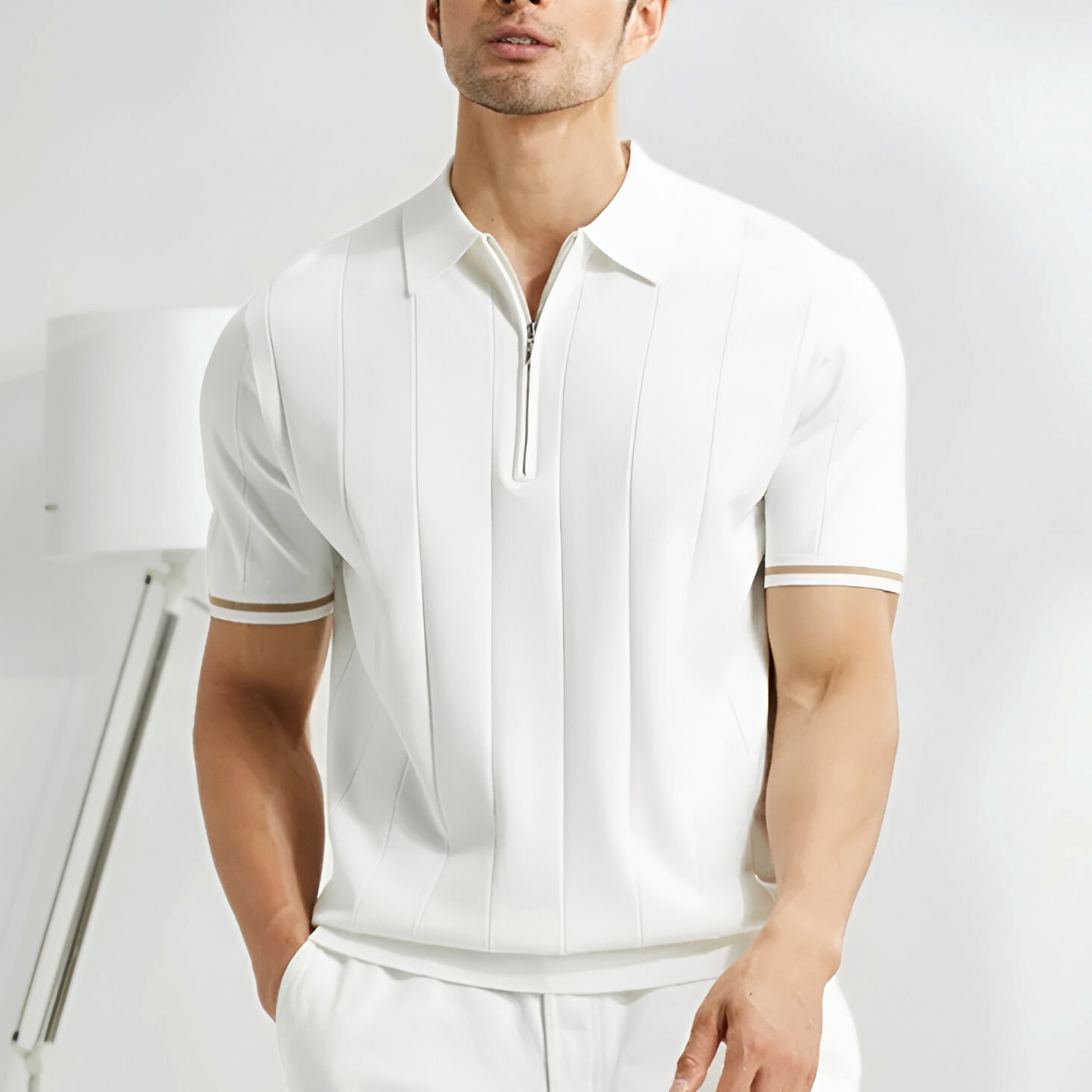 Quarter Zip Polo Shirt for Men