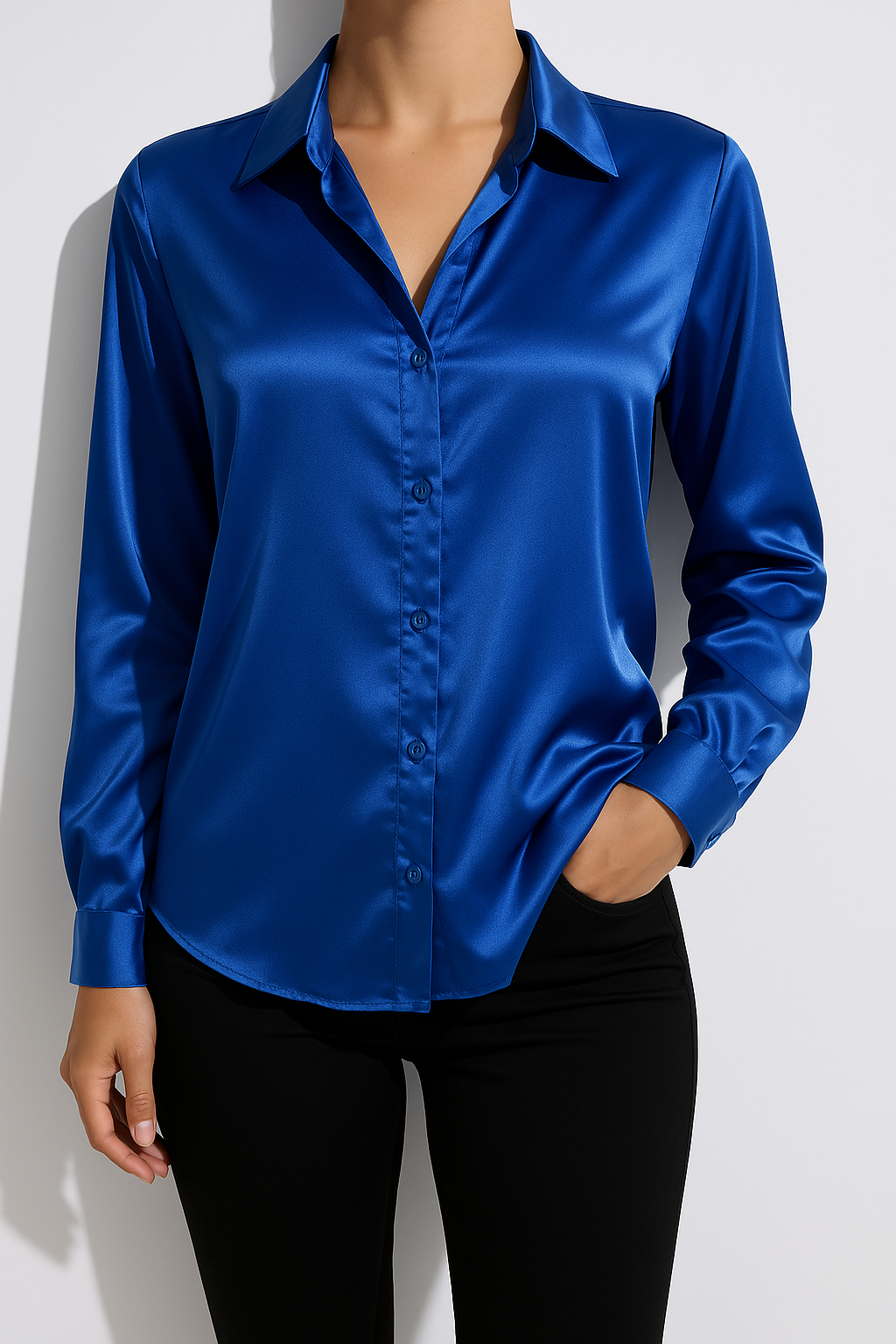 Women's Long Sleeve Button-Up Blouse