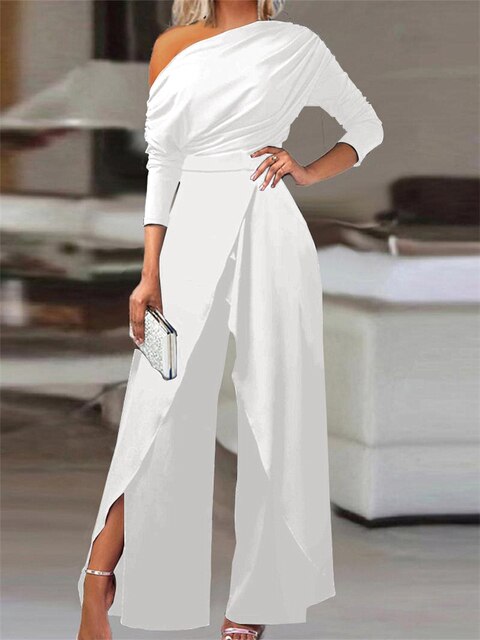 Women's One Shoulder Wide Leg Jumpsuit