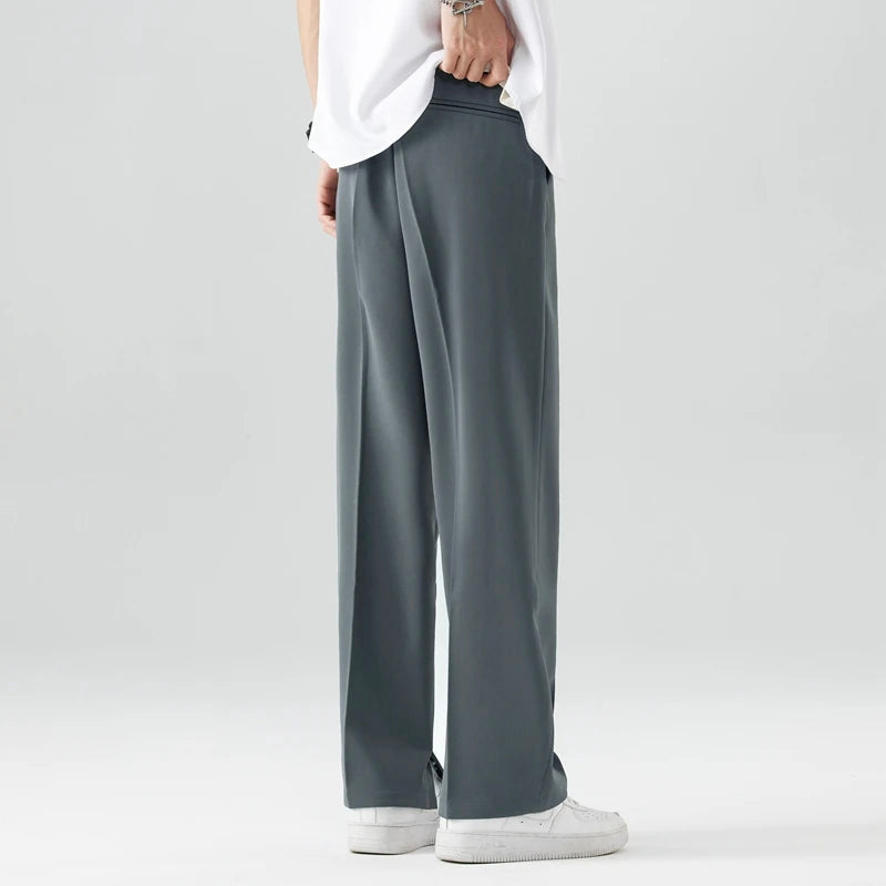 Men’s Elegant Pleated Straight Leg Pants