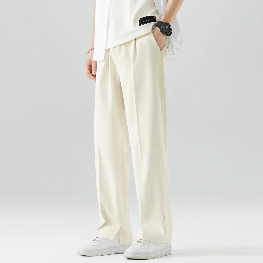 Men’s Elegant Pleated Straight Leg Pants