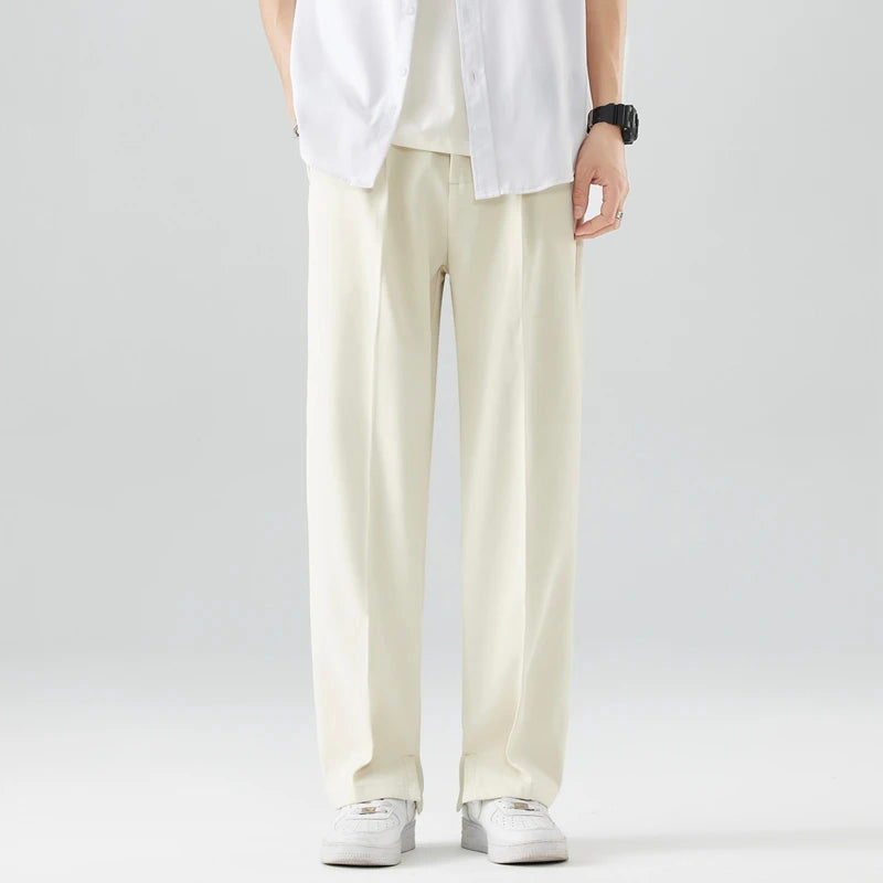 Men’s Elegant Pleated Straight Leg Pants