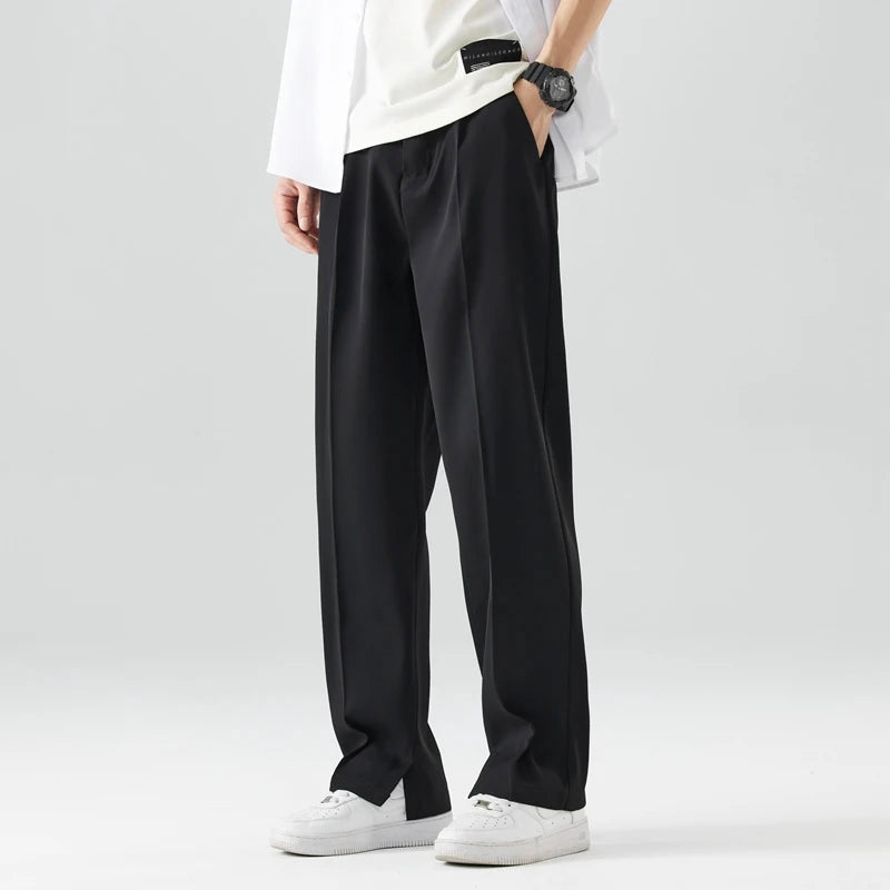 Men’s Elegant Pleated Straight Leg Pants