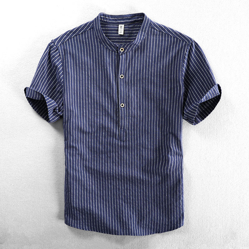 Mandarin Collar Henley Shirt for Men