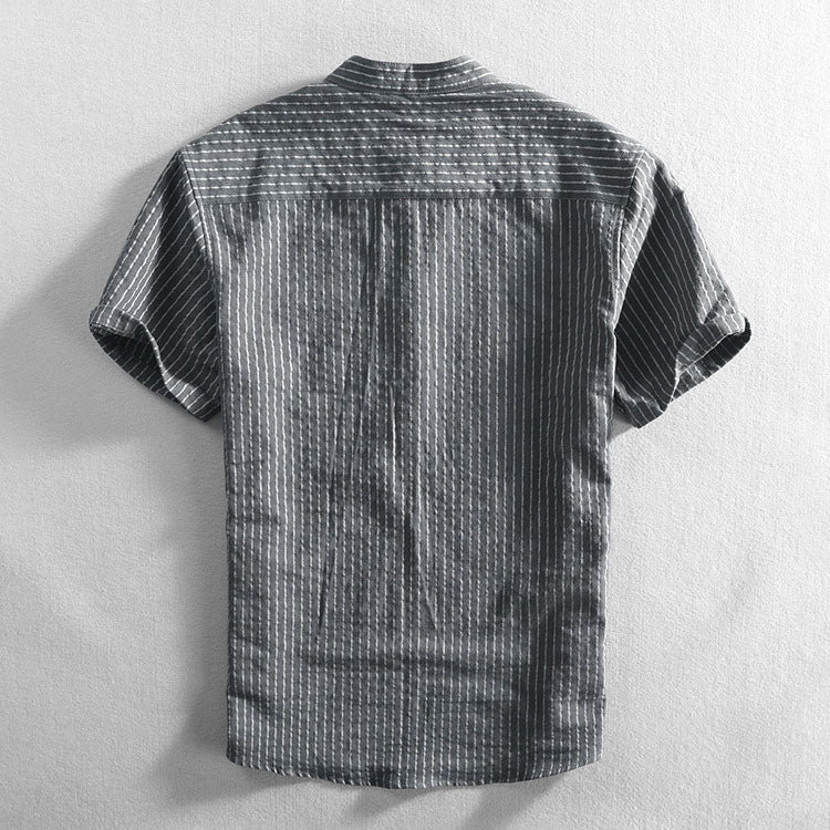 Mandarin Collar Henley Shirt for Men