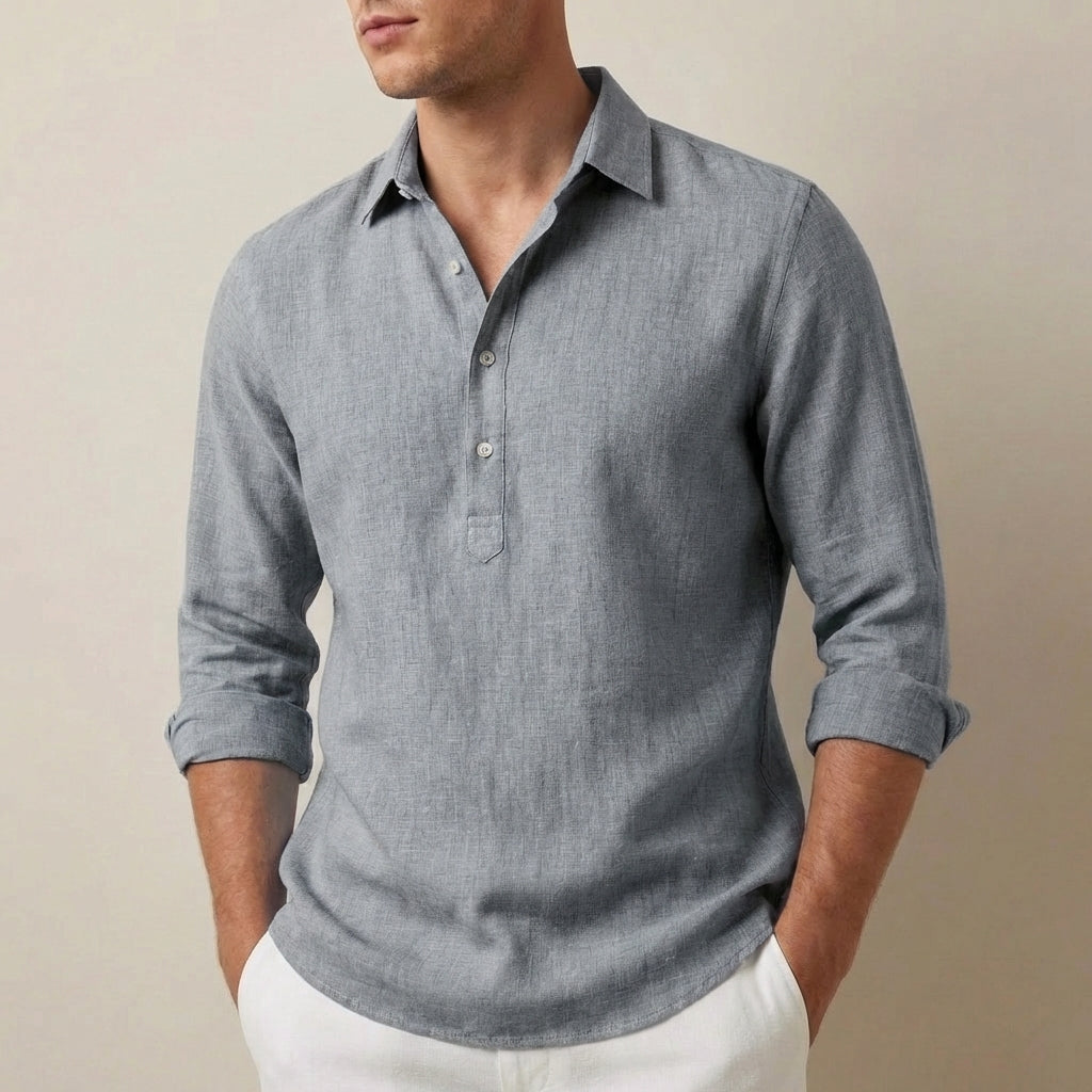 Men’s Buttoned Henley Long Sleeve Shirt