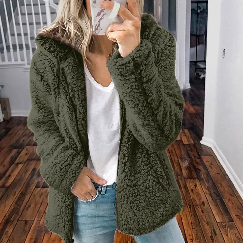 Teddy Hoodie Jacket | Zip Front with Hood