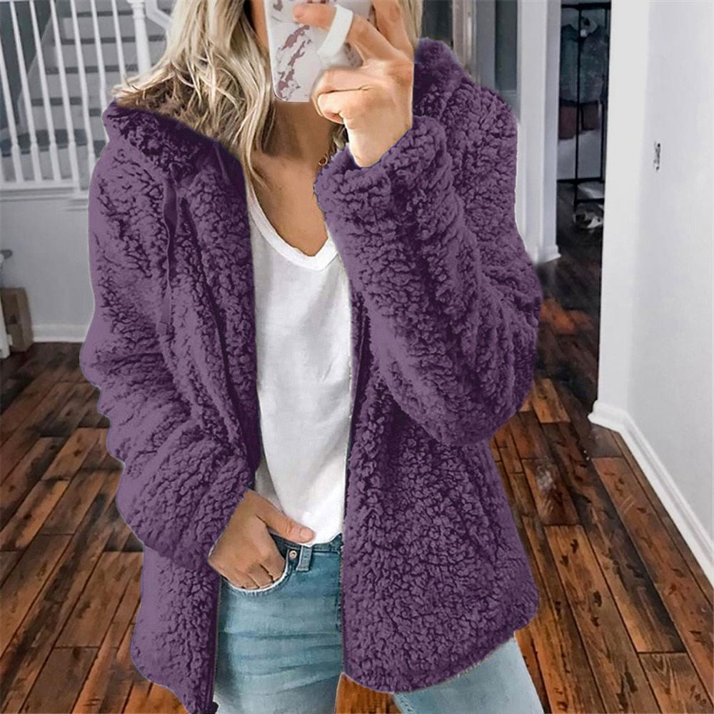 Teddy Hoodie Jacket | Zip Front with Hood
