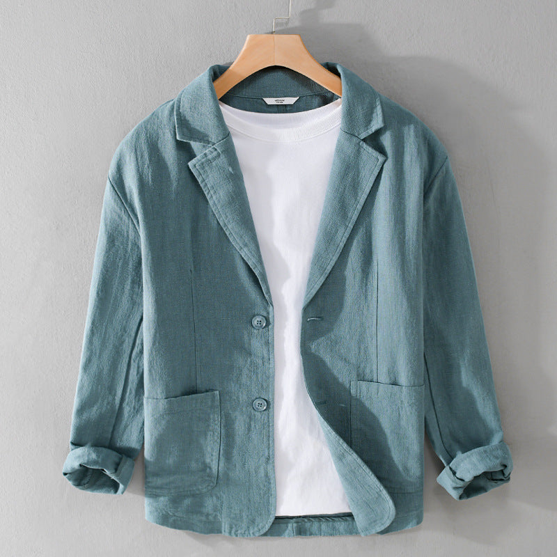 Men’s Single-Breasted Patch Pocket Linen Blazer