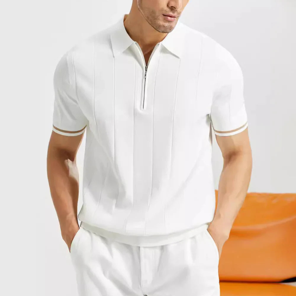 Quarter Zip Polo Shirt for Men
