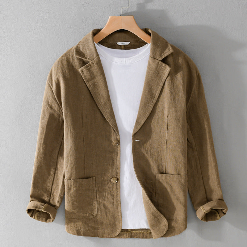 Men’s Single-Breasted Patch Pocket Linen Blazer